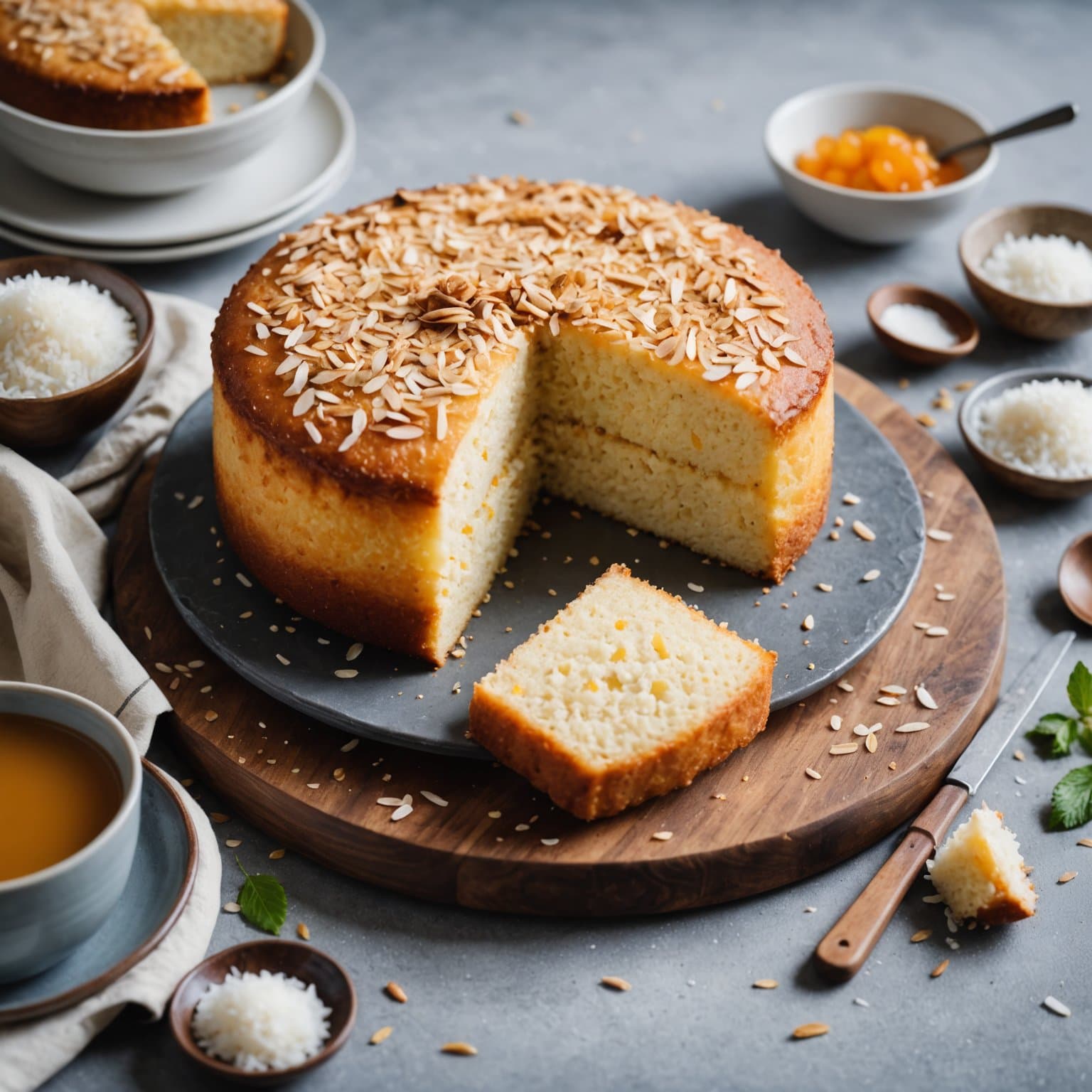 Søt ris- og kokosnøttkake