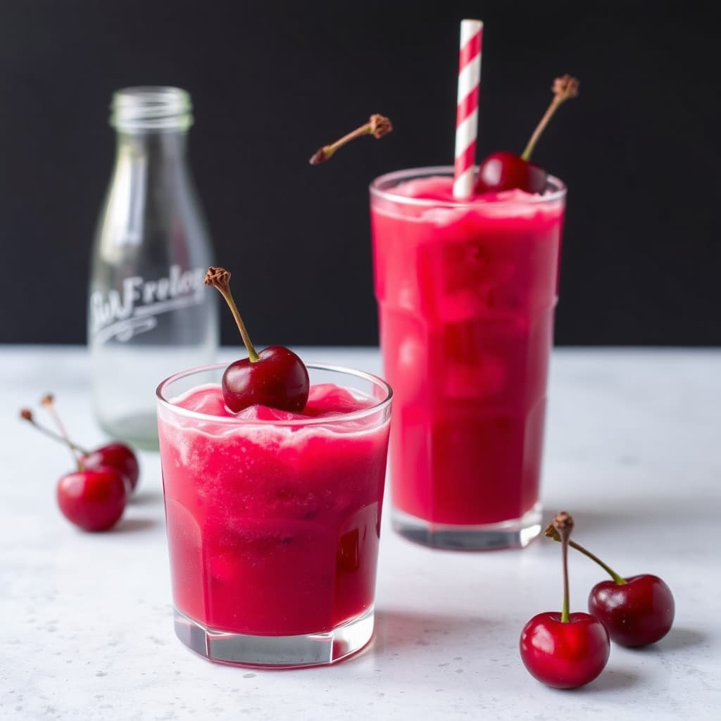 Søte kirsebærslush i kopper