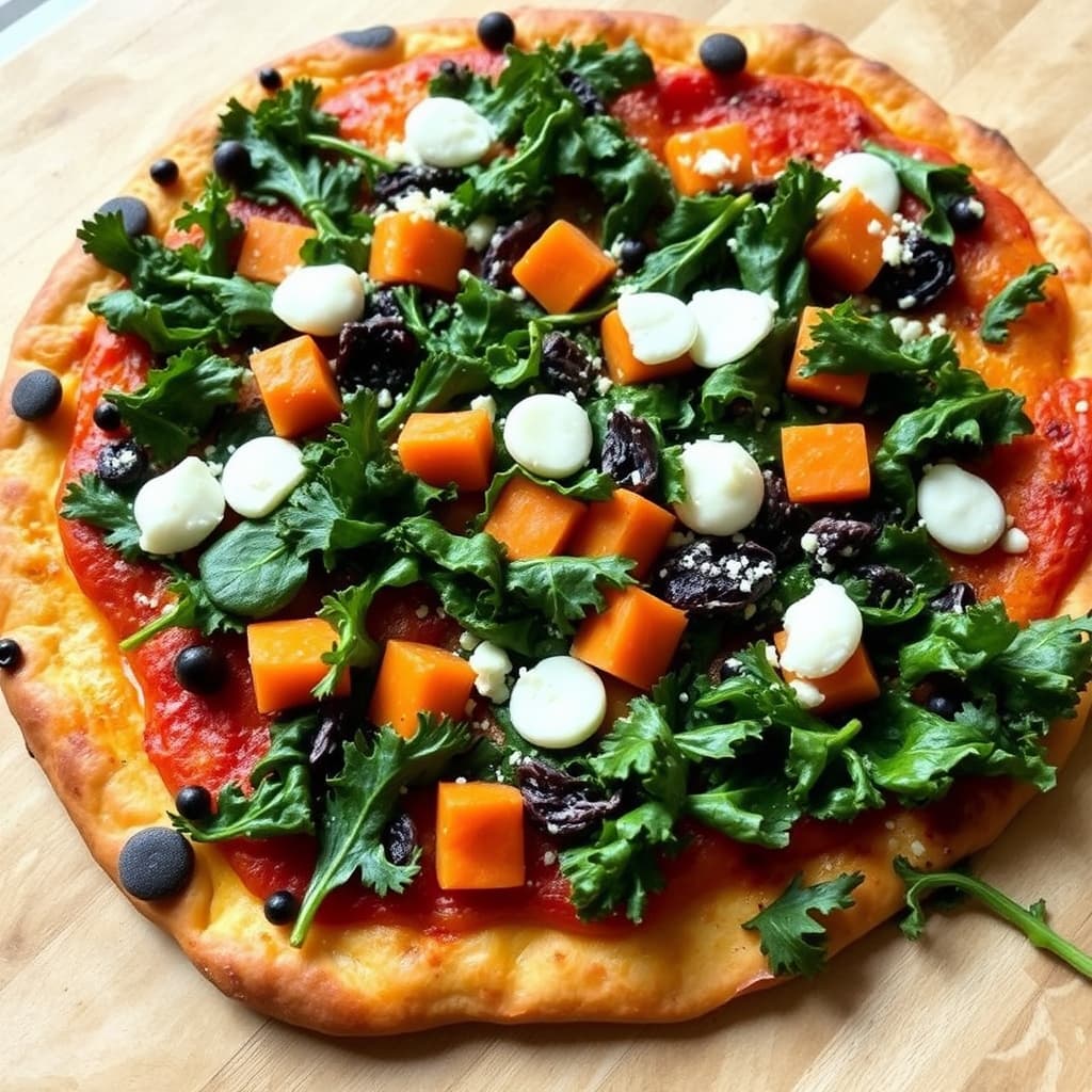 Søtpotet- og grønnkålspizza