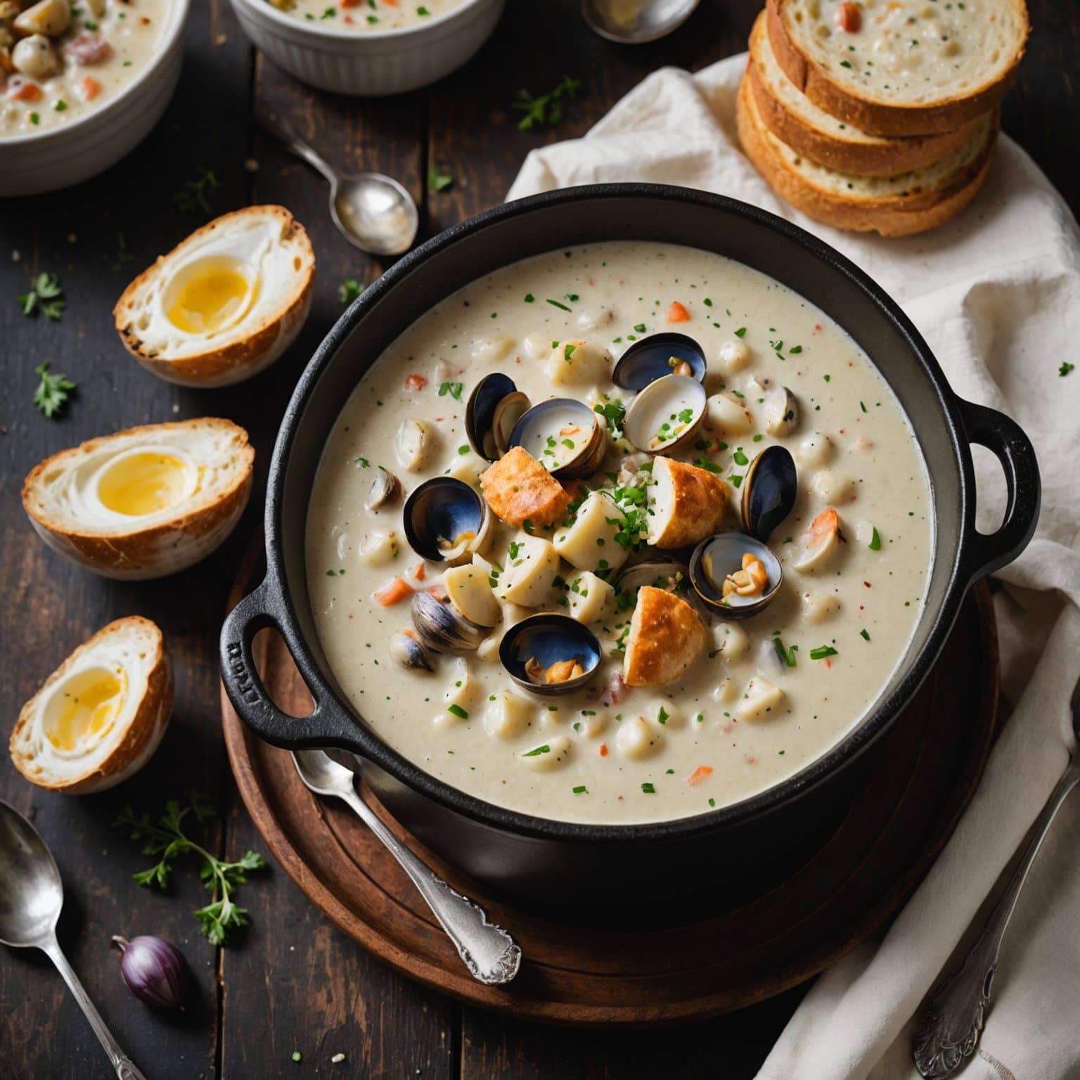 Søtpotet- og kamskjell-suppe