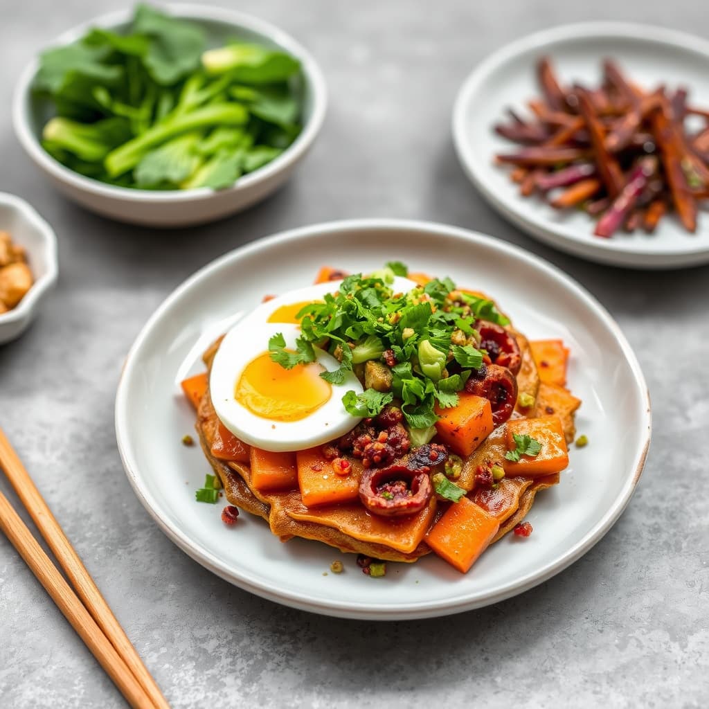 Søtpotet- og rosenkål-Okonomiyaki