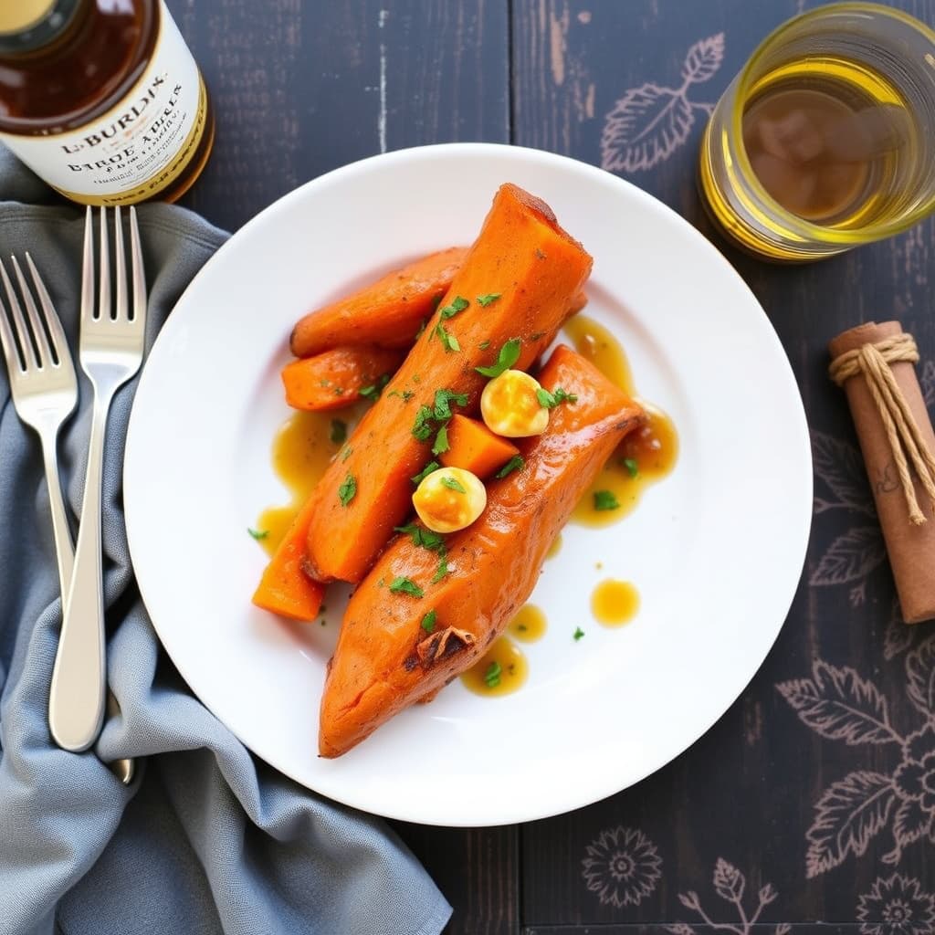 Søtpoteter med bourbon og lønnesirup