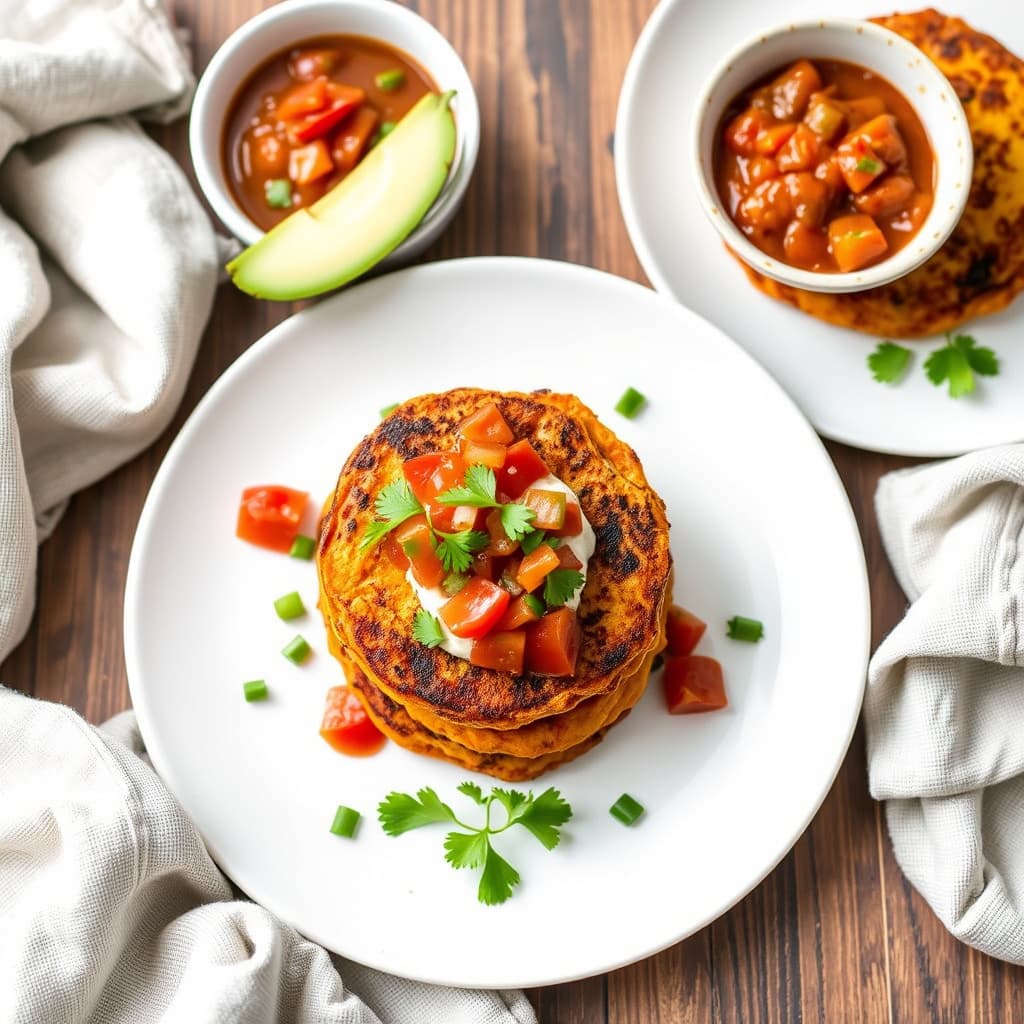 Søtpotetpannekaker med salsa-dip