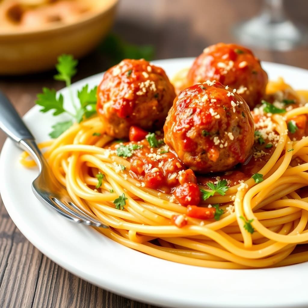 Spaghetti og kalkunboller