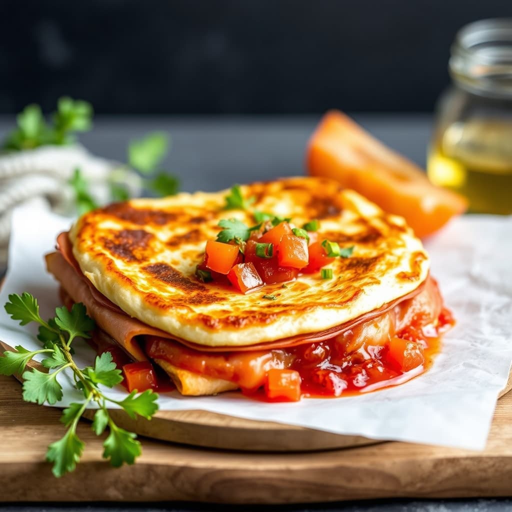 Spansk tortilla innpakket i skinke med Piquillo-relish