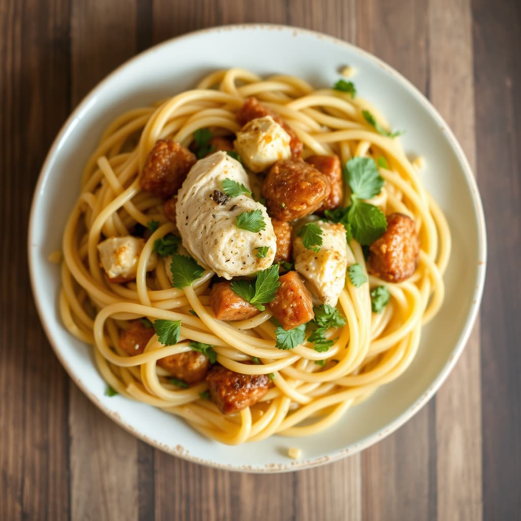 Spanske nudler med kylling og pølse