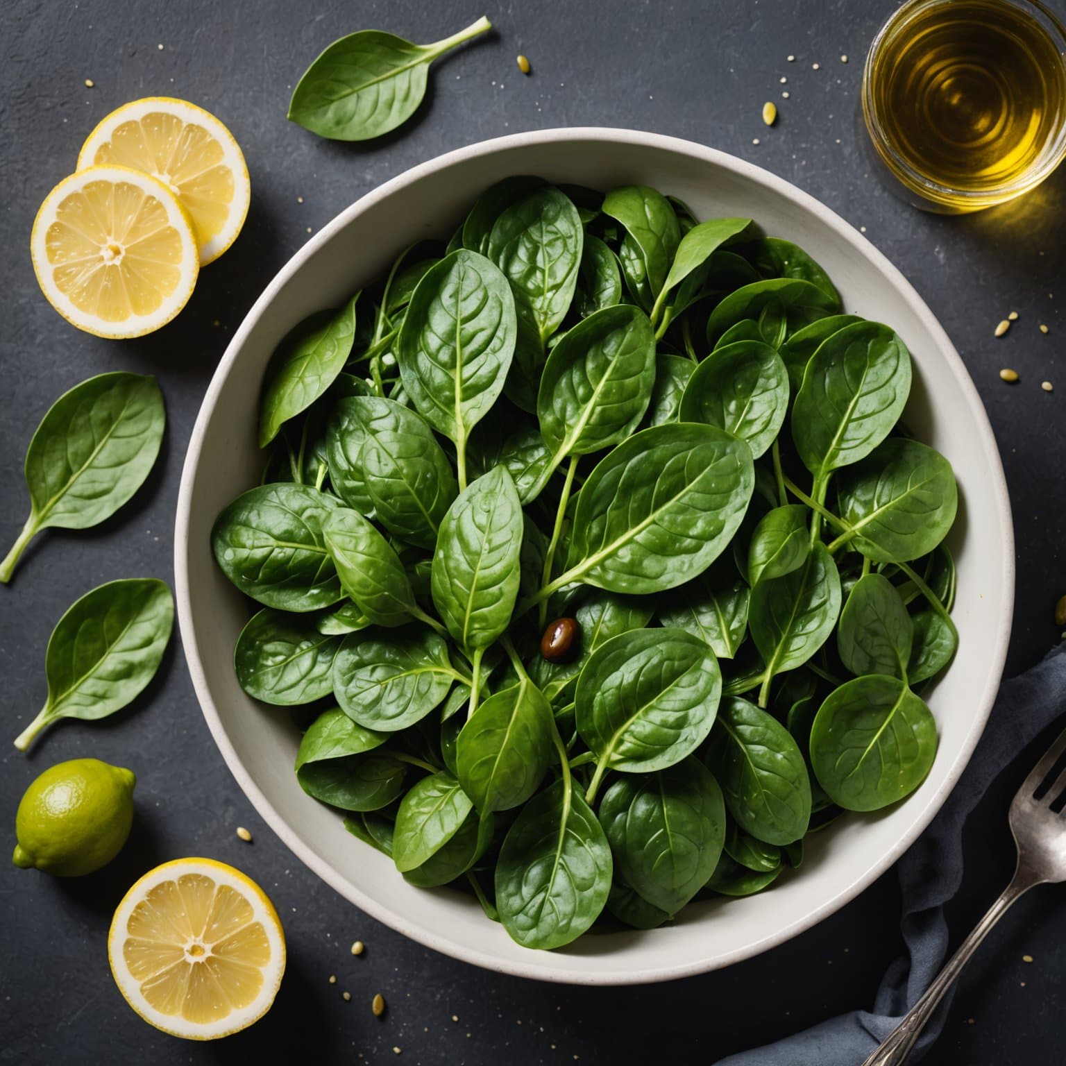Spinat med olivenolje og sitron