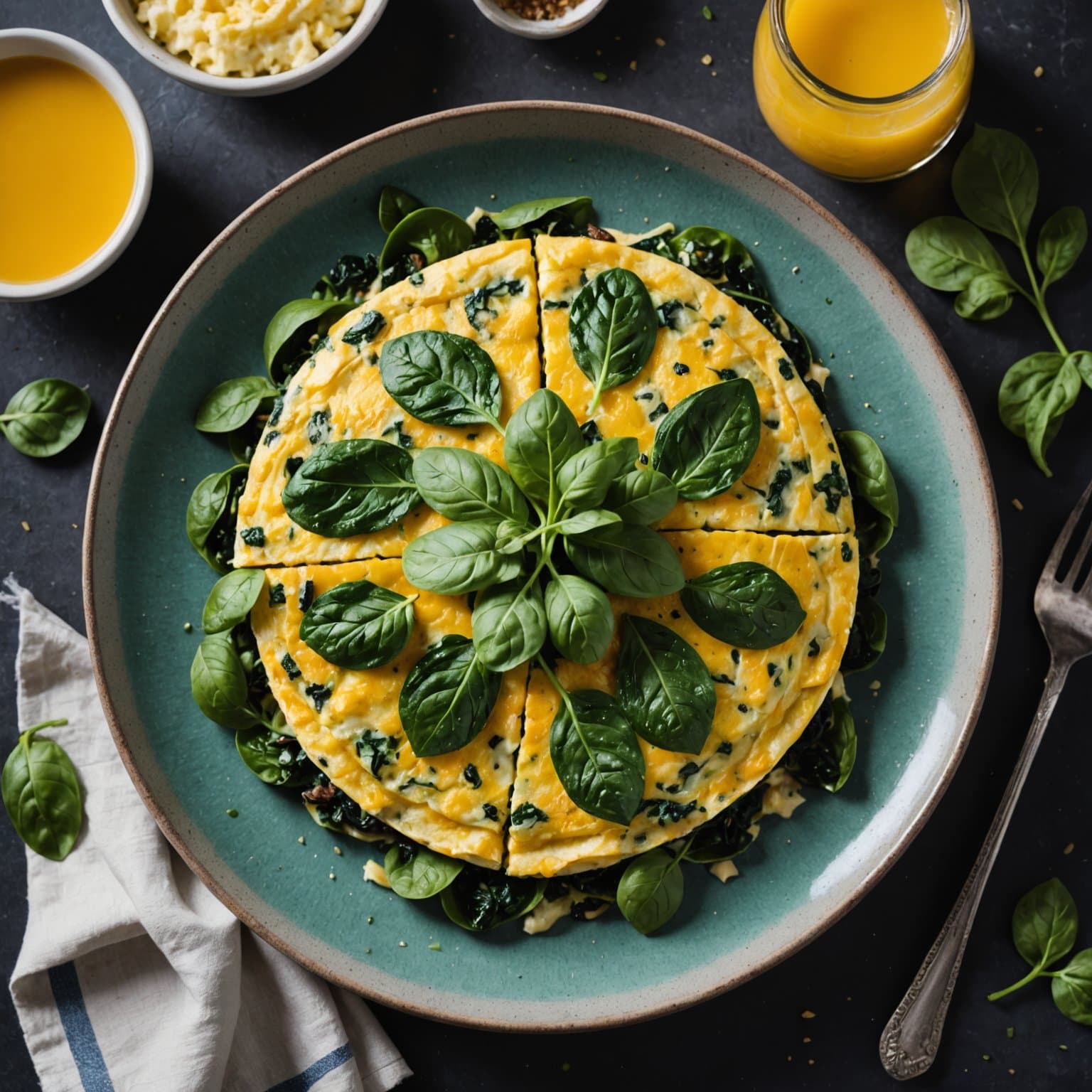 Spinat- og artisjokkom omelett