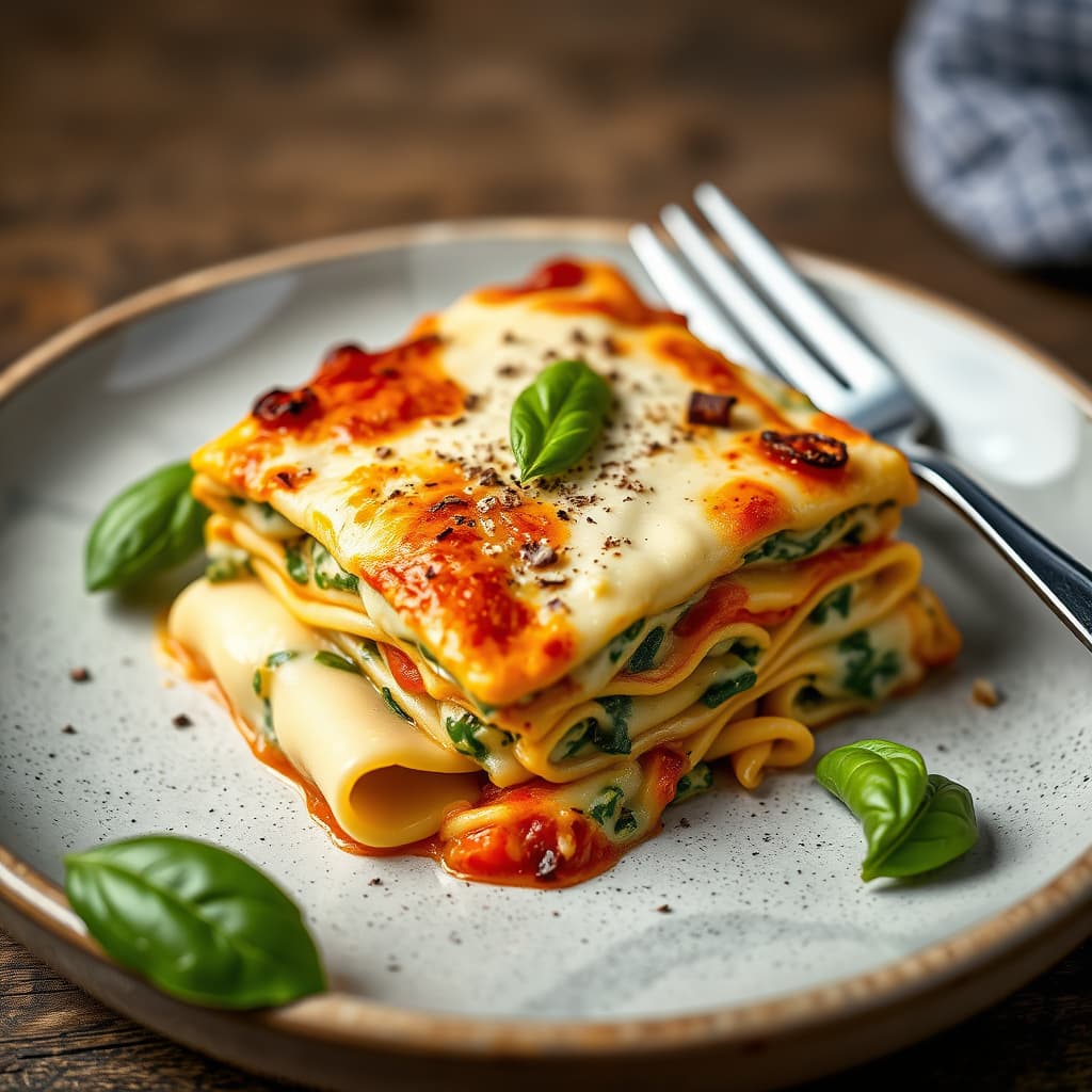 Spinat- og artisjokkravioli-lasagne