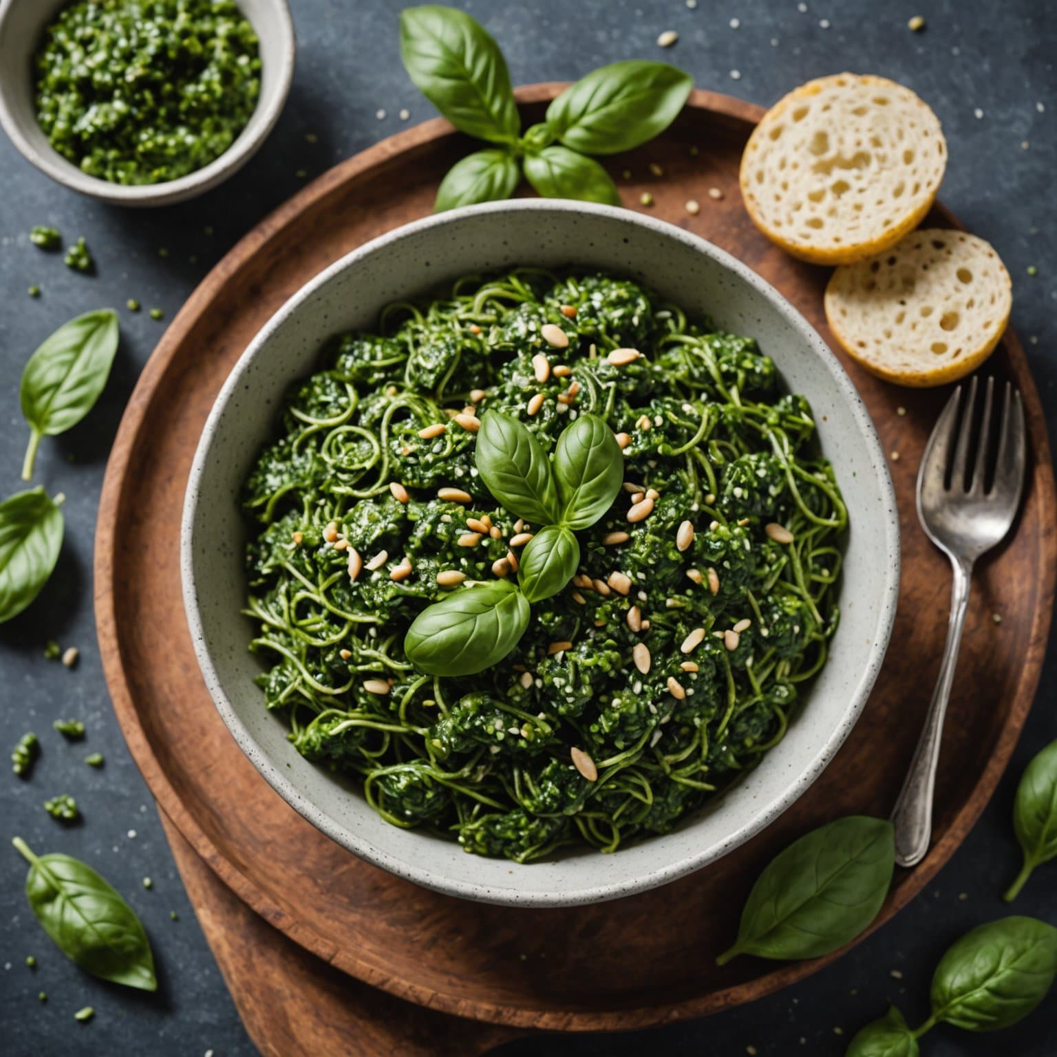 Spinat- og basilikumpesto