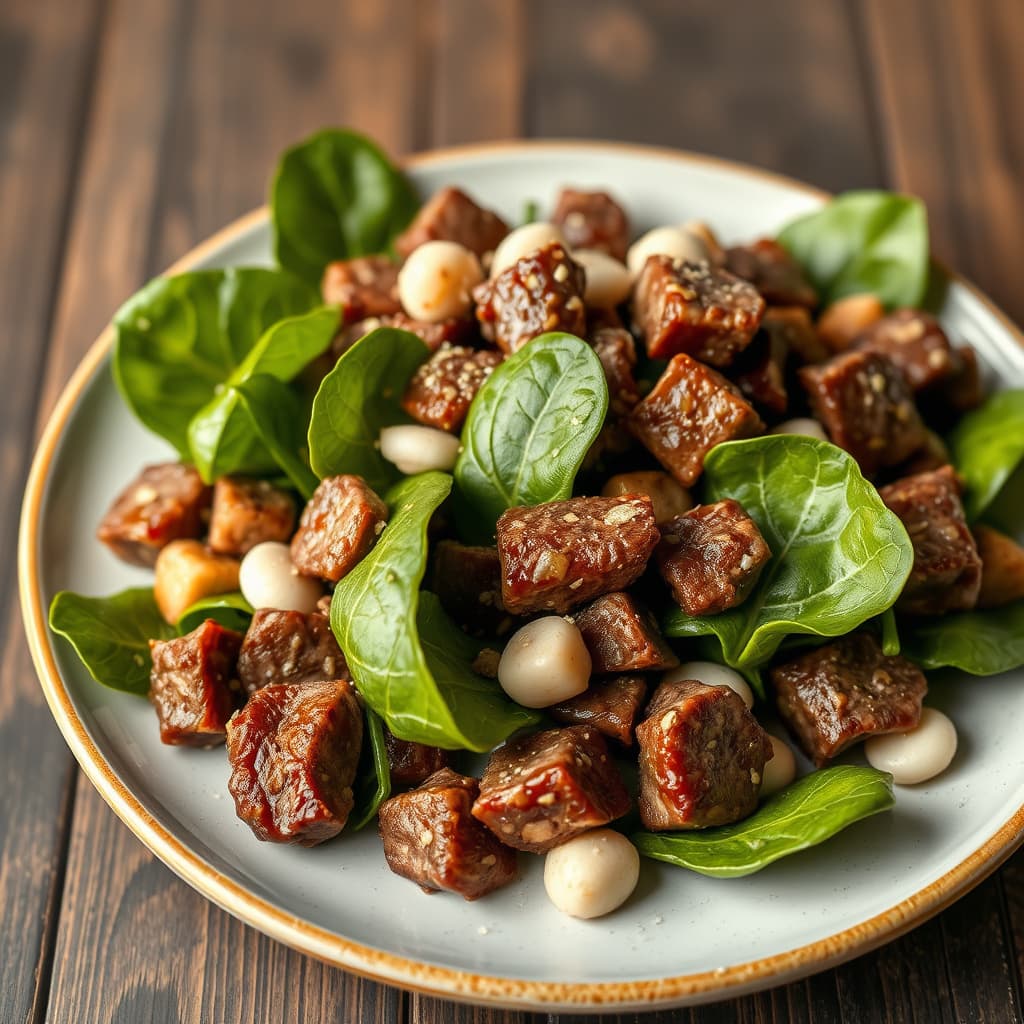 Spinat- og biffsalat