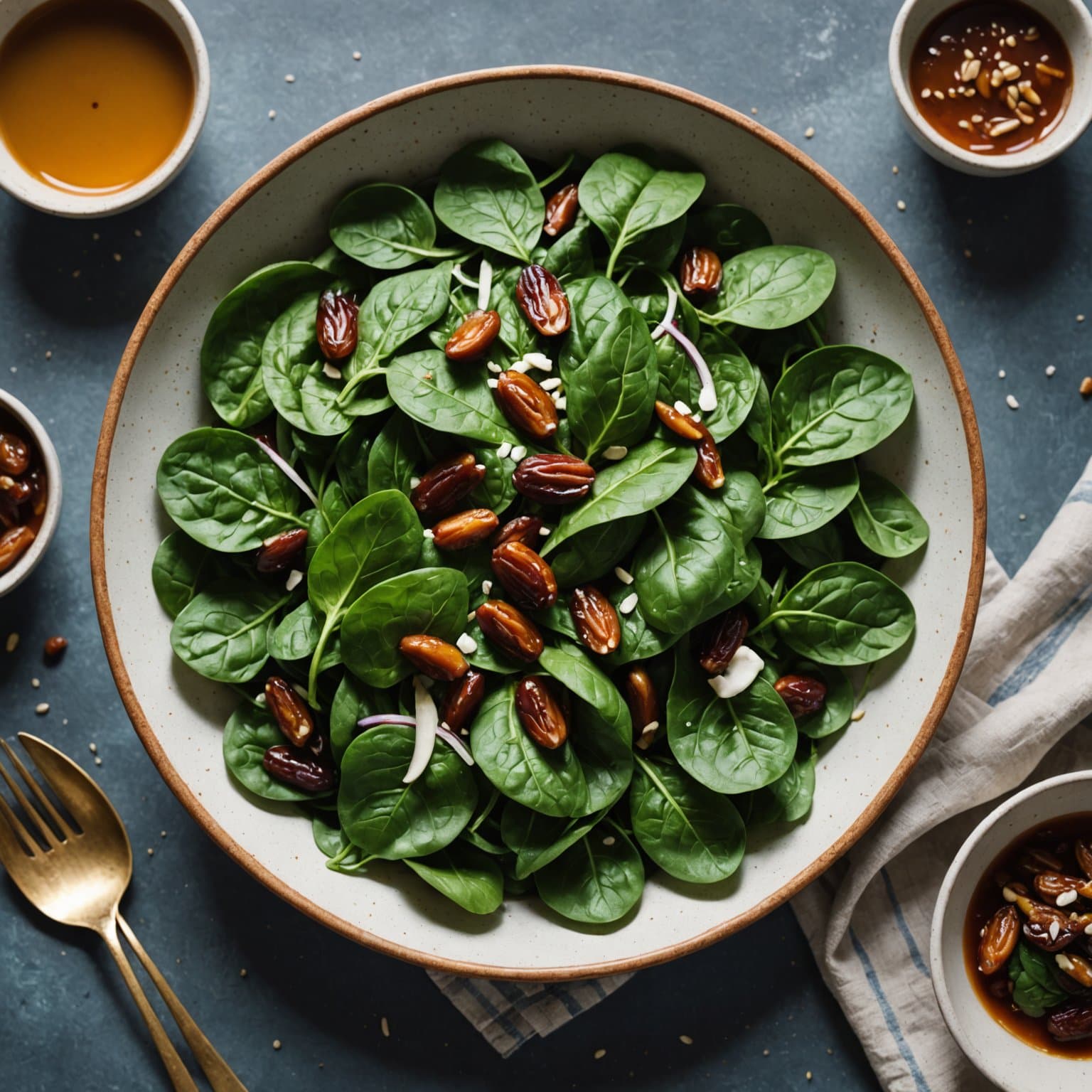 Spinat- og dadelsalat