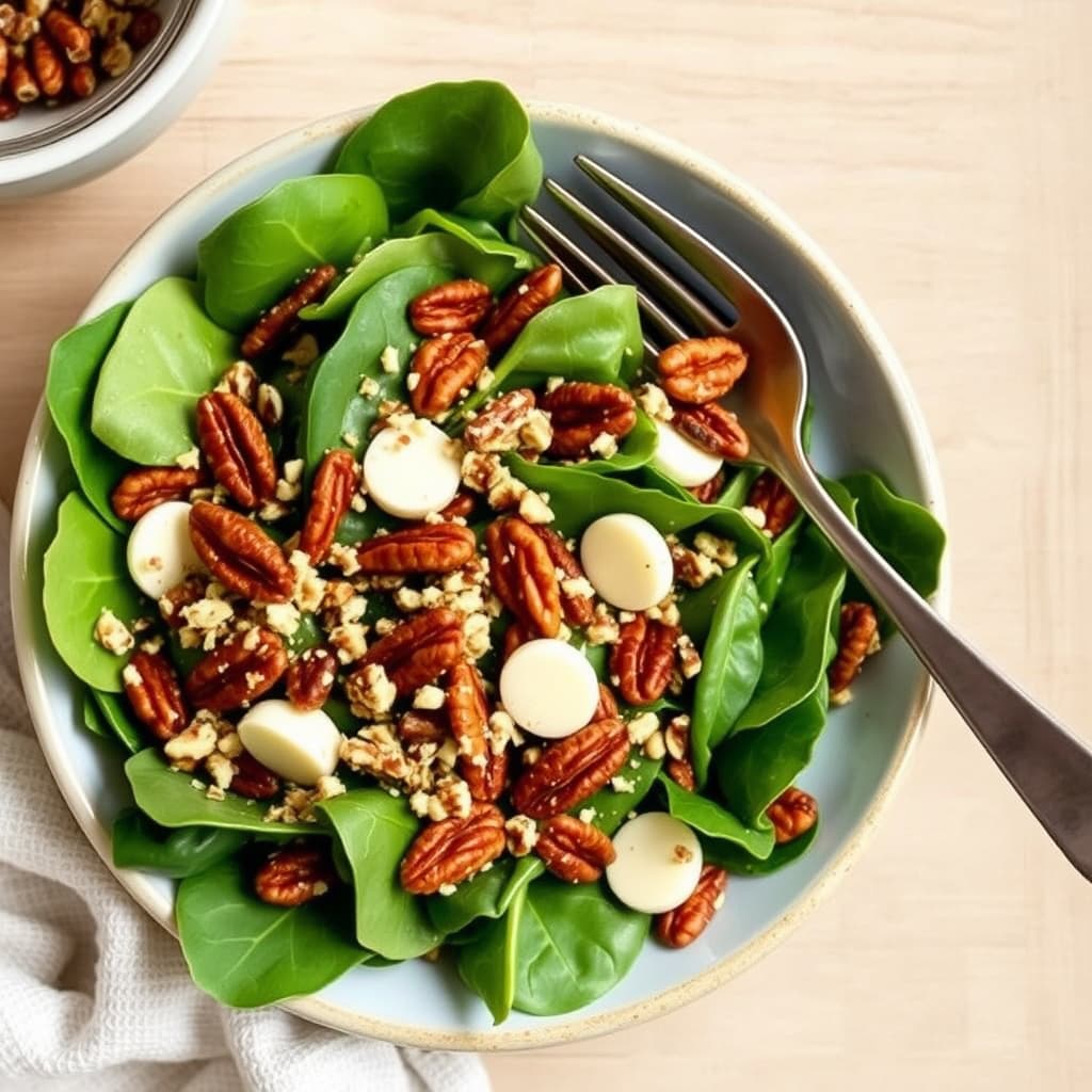 Spinat- og pekannøttsalat