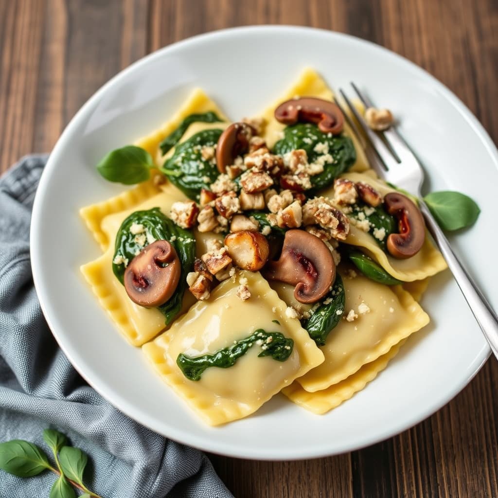Spinat- og soppravioli