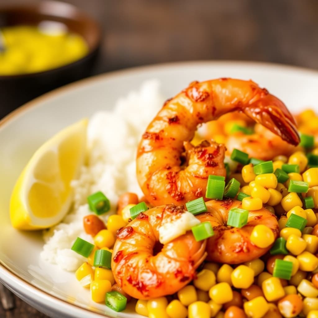 Sprø chipotle-reker med mais og vårløk