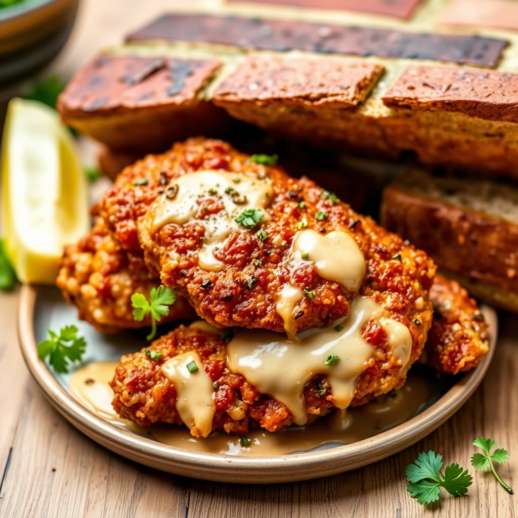 Sprø kylling under en murstein