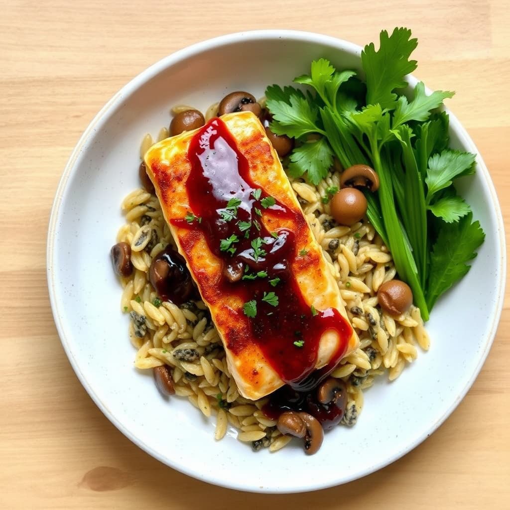 Sprø laks med sopporzo og rødvinsaus