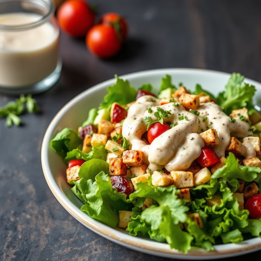 Sprø salat med krydret ranch-dressing