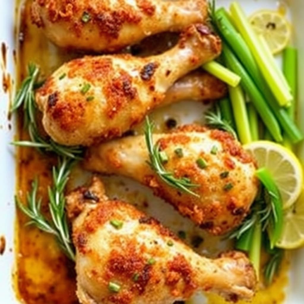 Sprøbakte rosmarin- og hvitløkskyllinglår