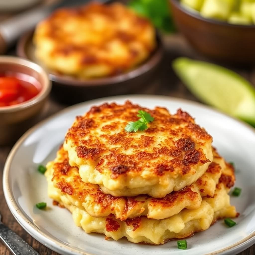 Sprøe potetkaker med mos