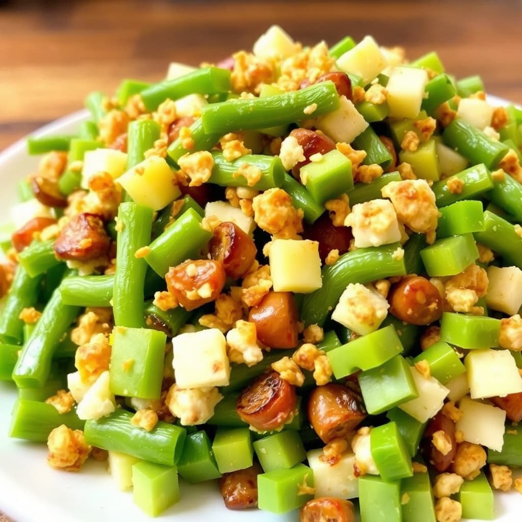 Sprøtt hakket grønn bønnesalat