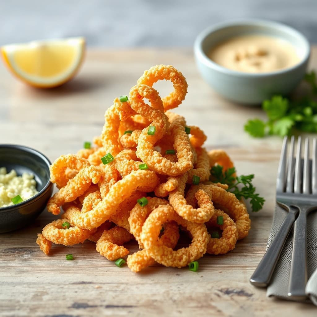 Sprøtt kornmelstekt blekksprut