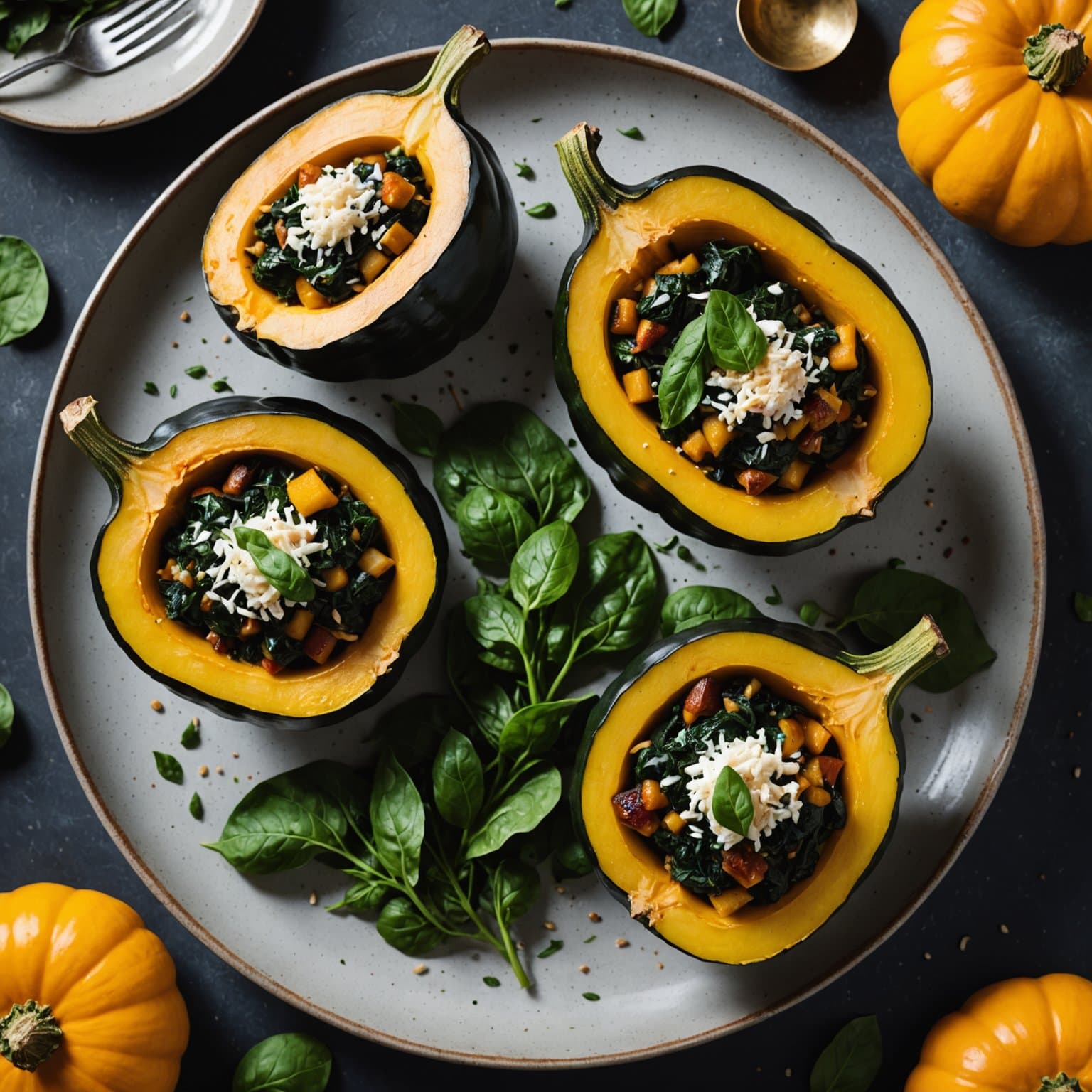 Squash fylt med spinat