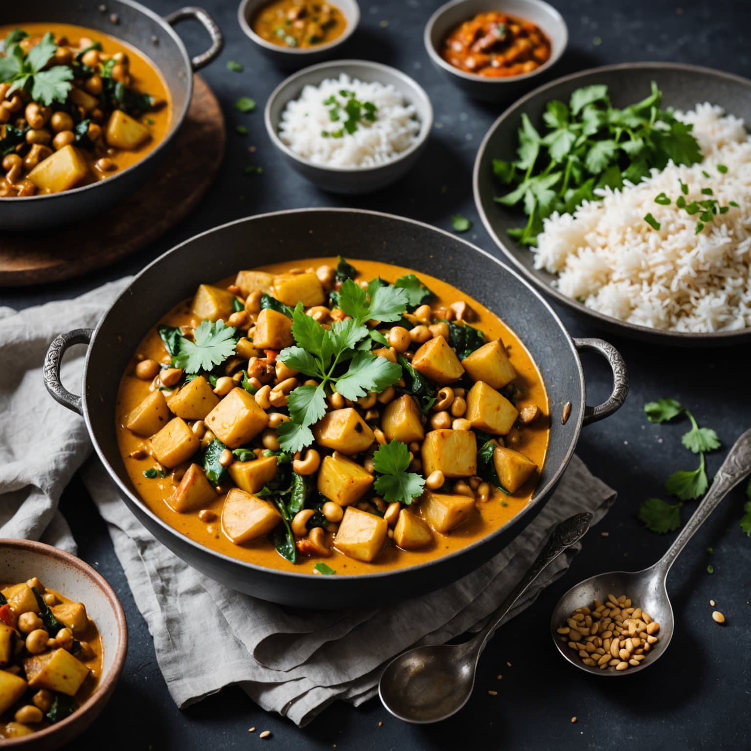 Sri Lankansk potet- og cashewkarri