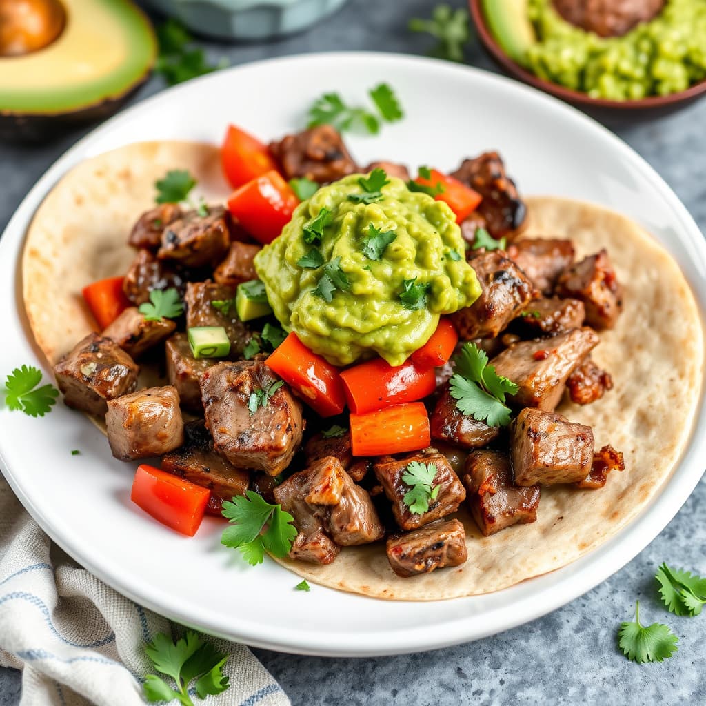 Steak fajitas med fersk guacamole