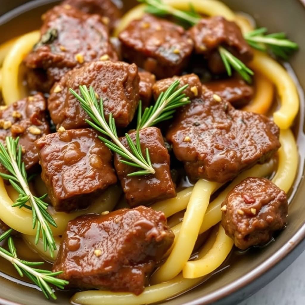 Stekt biff med hvitvin og rosmarin