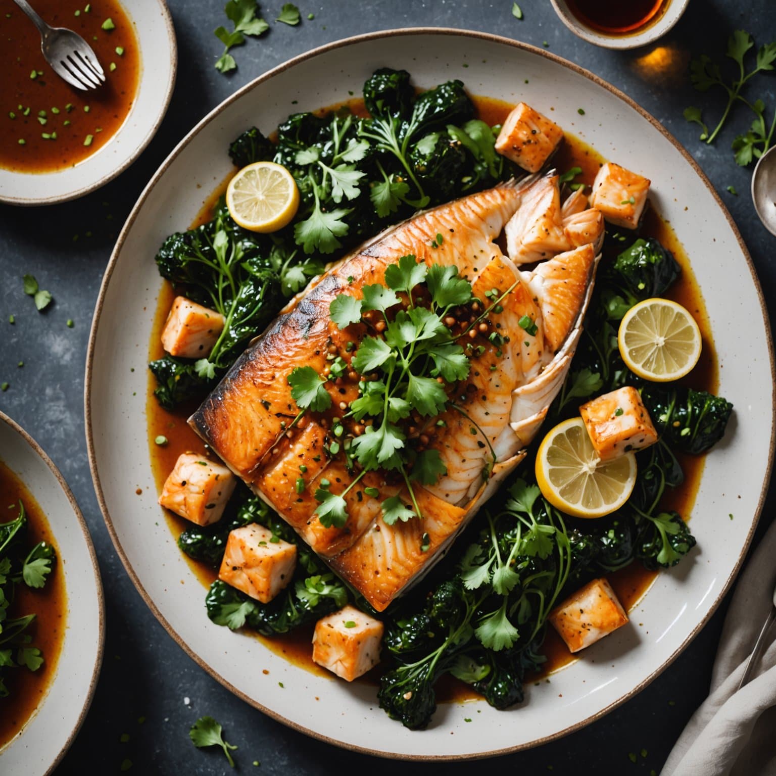 Stekt fisk med koriander i eddiksaus