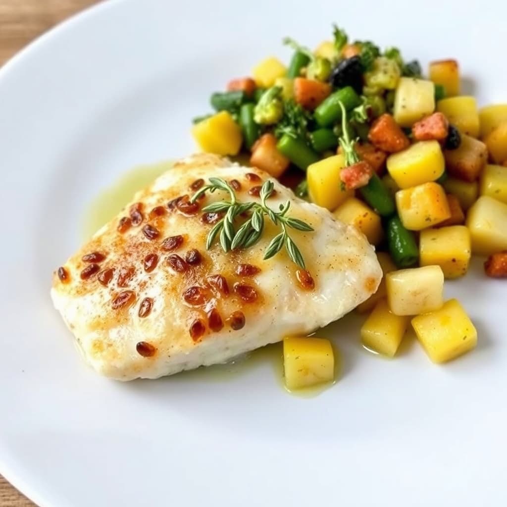 Stekt Florida-havabbor med succotash og sitron-timian-smør