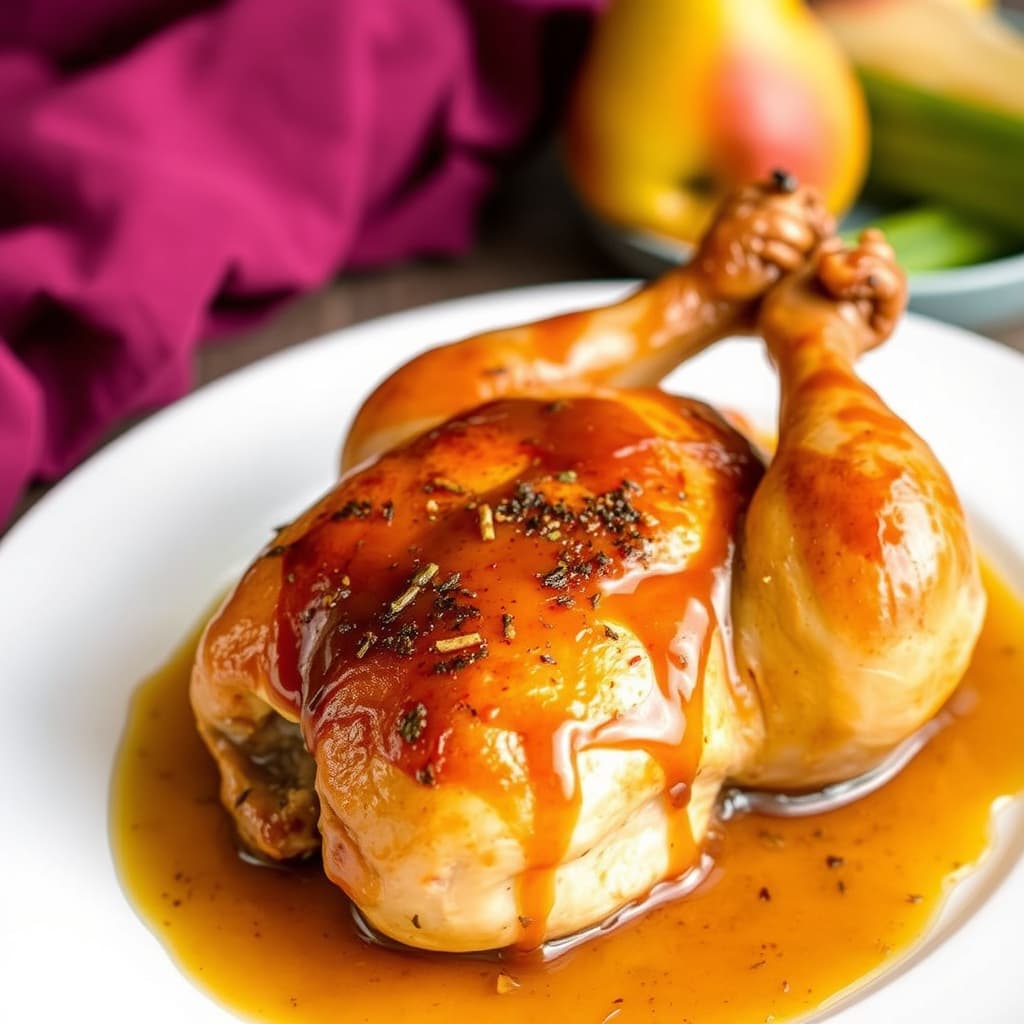 Stekt kylling med bourbon-pæresmørglasur