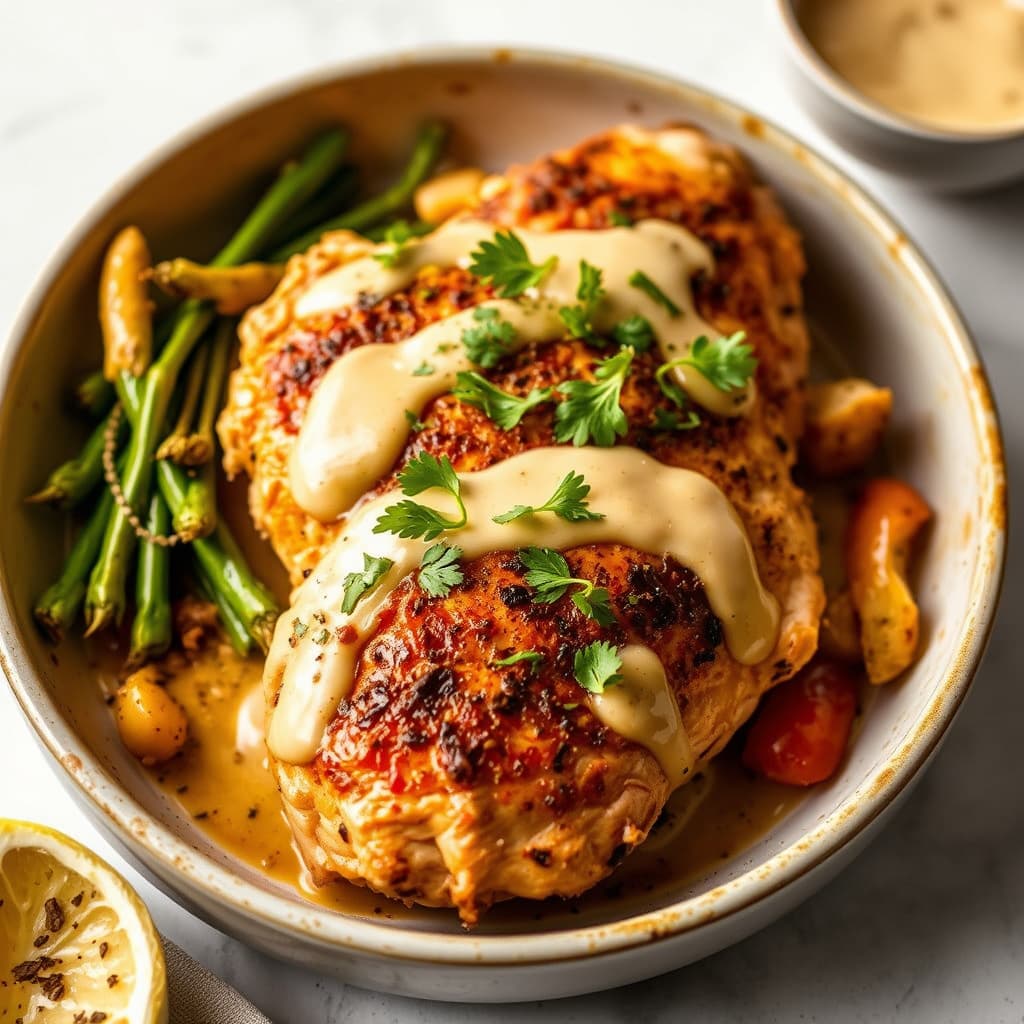 Stekt kylling med ciabattasaus