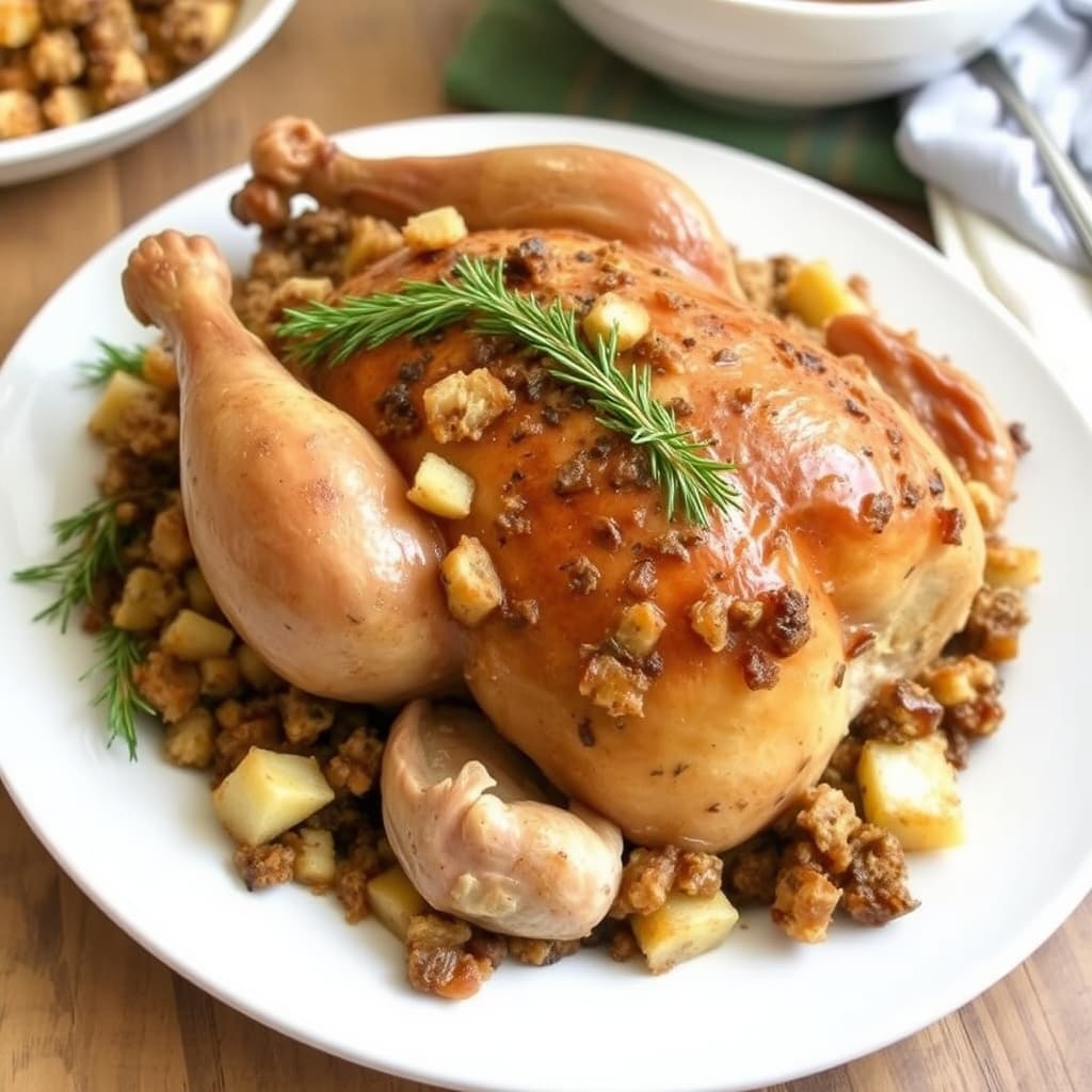 Stekt kylling med julefyll