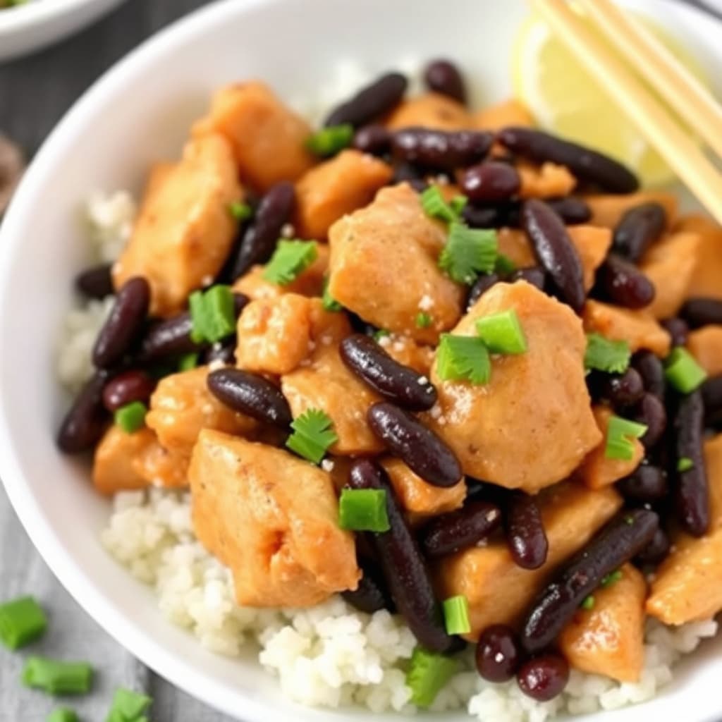 Stekt kylling med svarte bønner