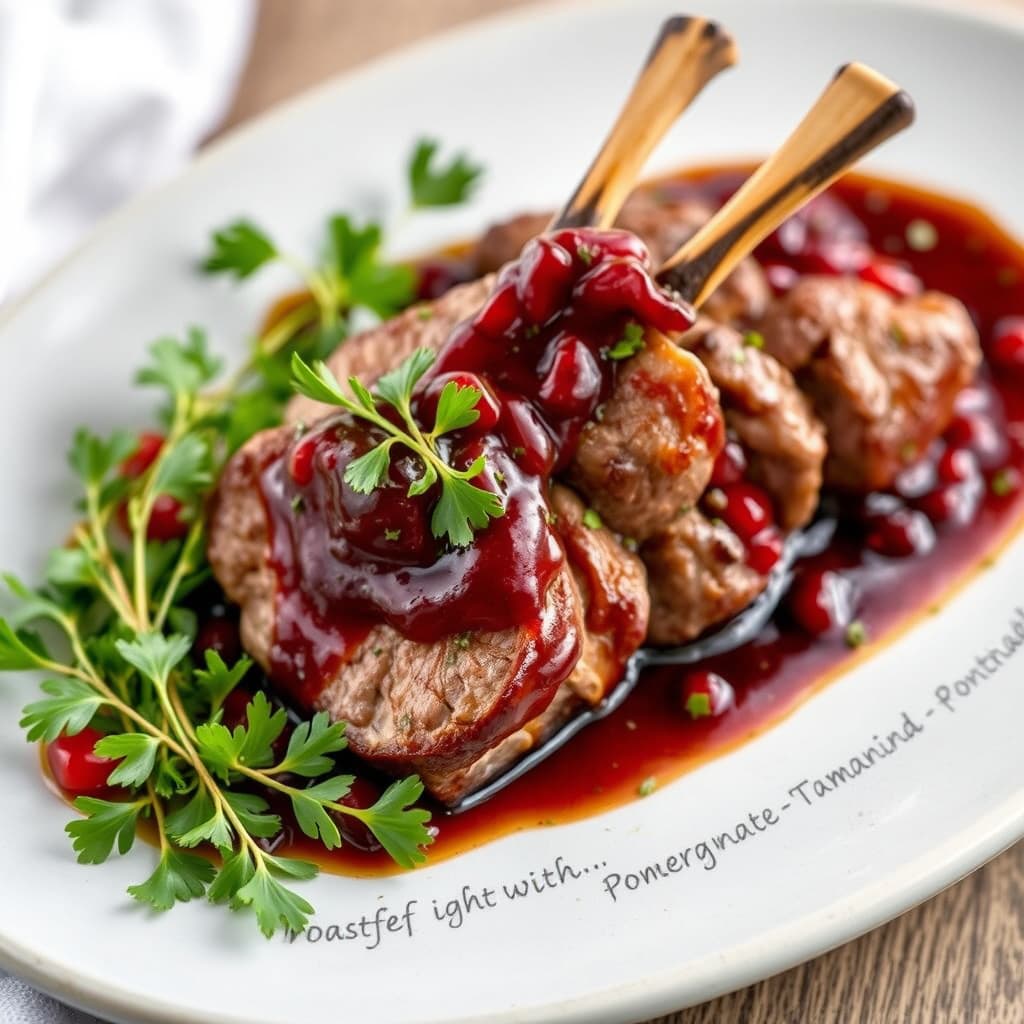 Stekt lam med granateple- tamarindsaus