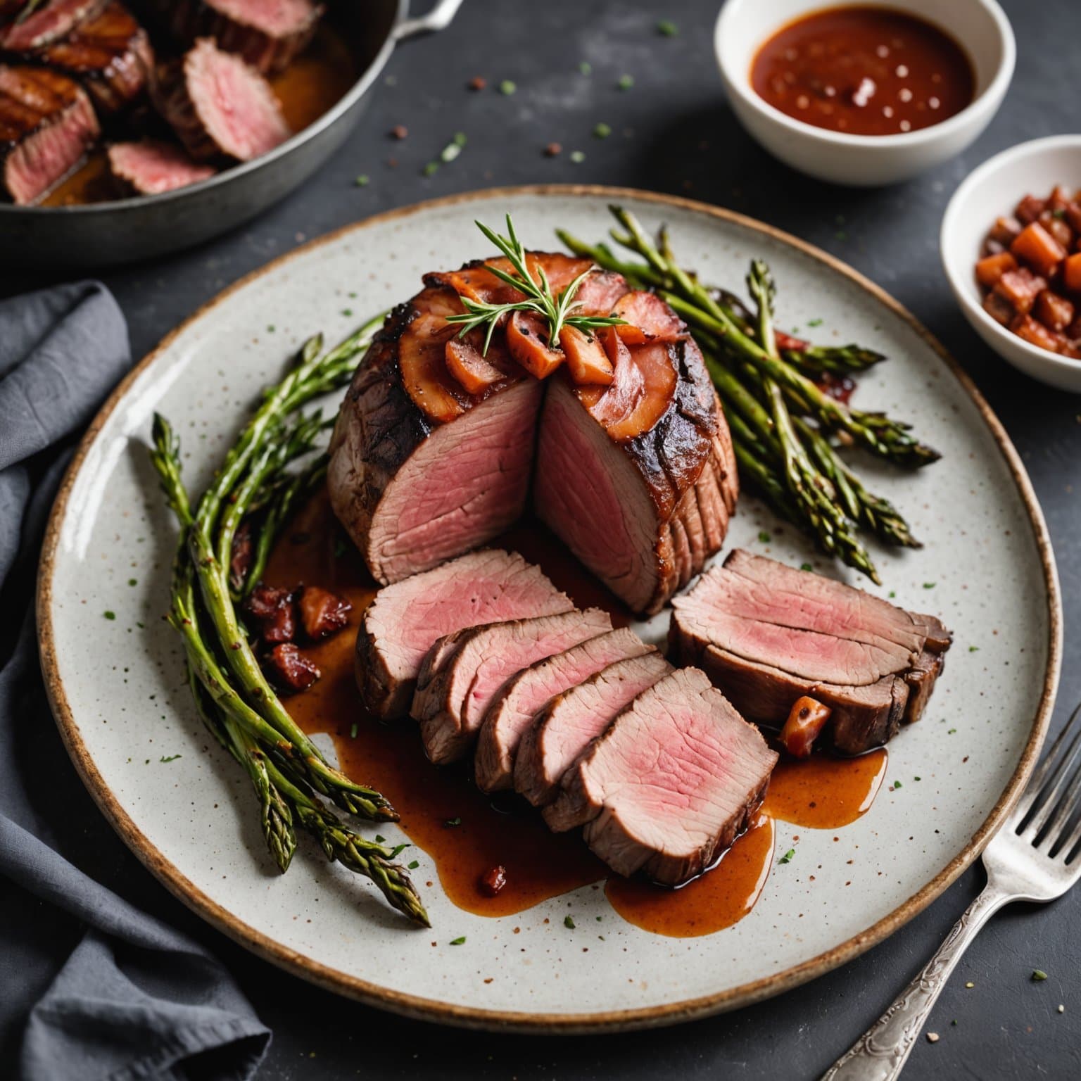 Stekt oksefilet innpakket i bacon