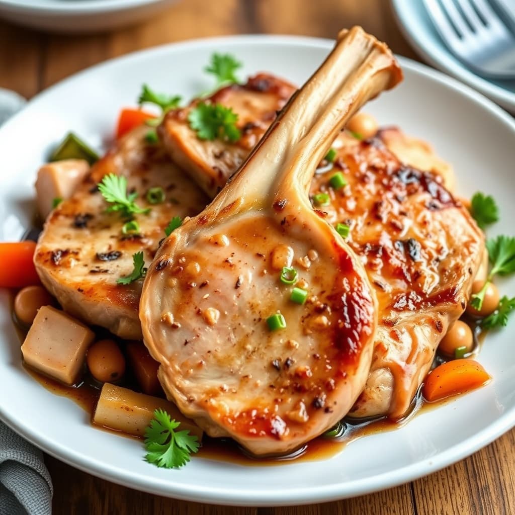 Stekte benfrie svinekoteletter