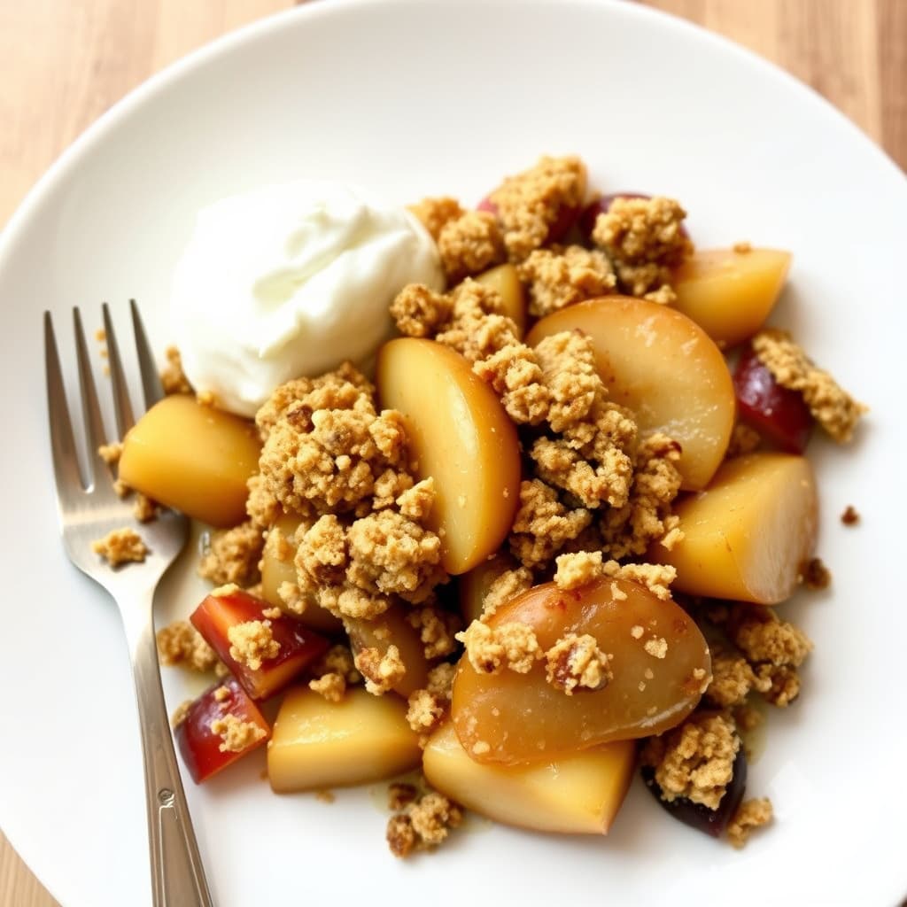 Stekte epler med ingefærkjeks-smuldre