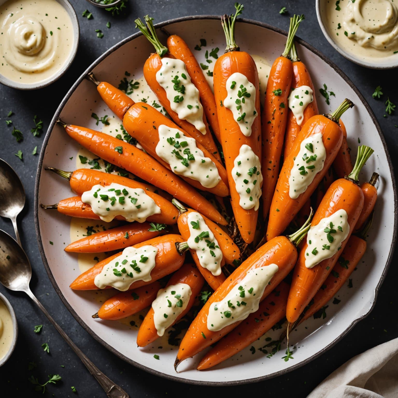 Stekte gulrøtter med ostesaus