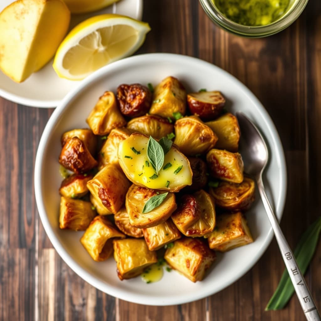 Stekte jordskokk i salviesmør