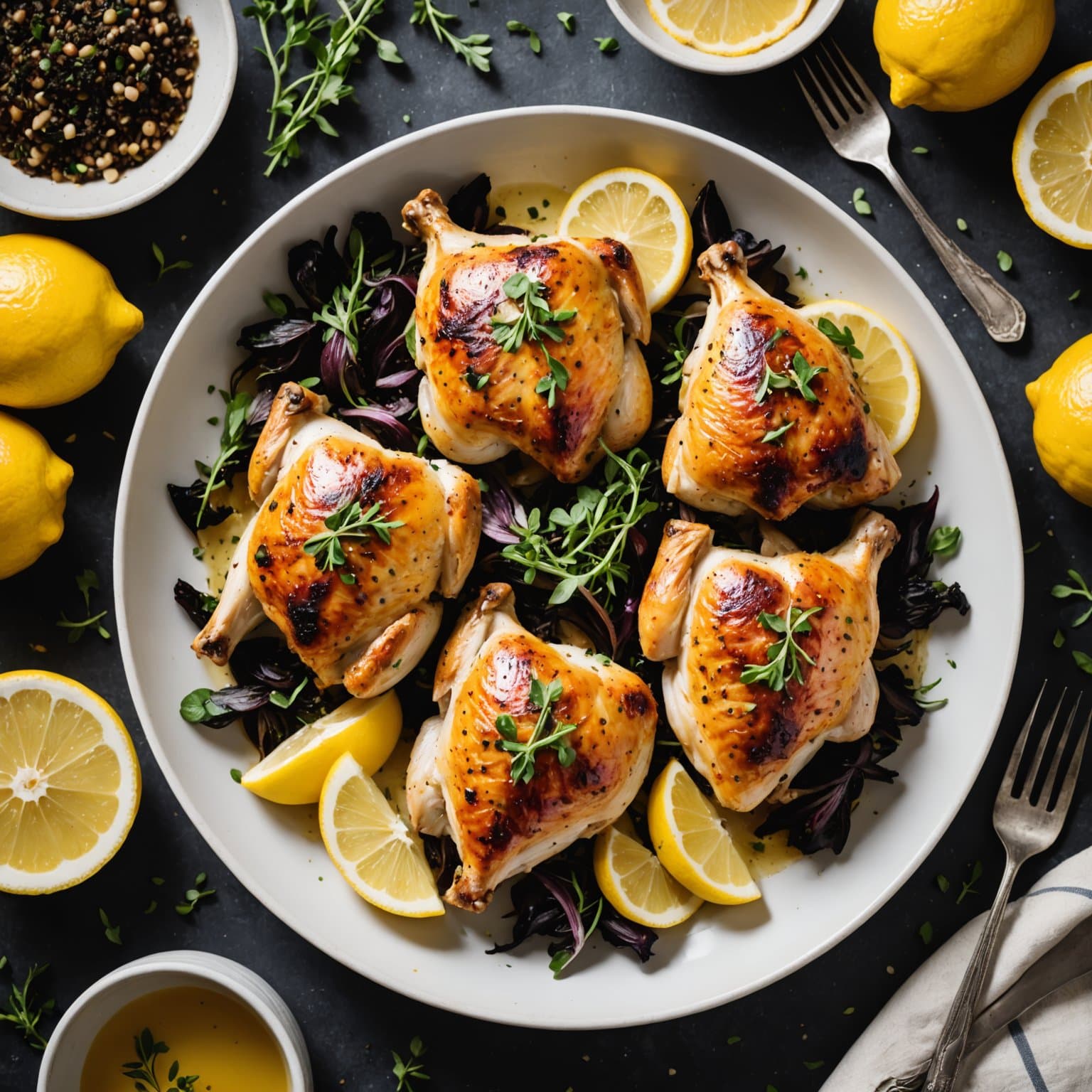 Stekte kyllinglår med sitron og oregano