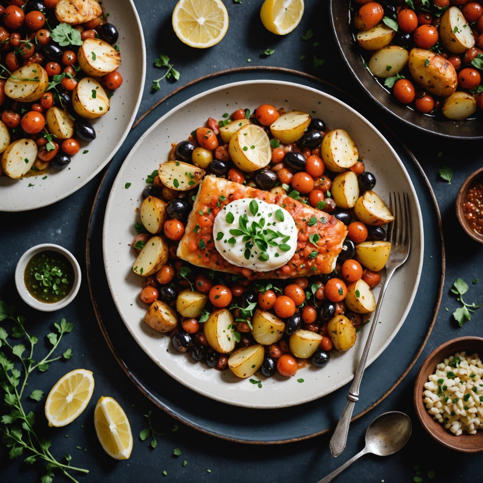 Stekte poteter og hyse Puttanesca