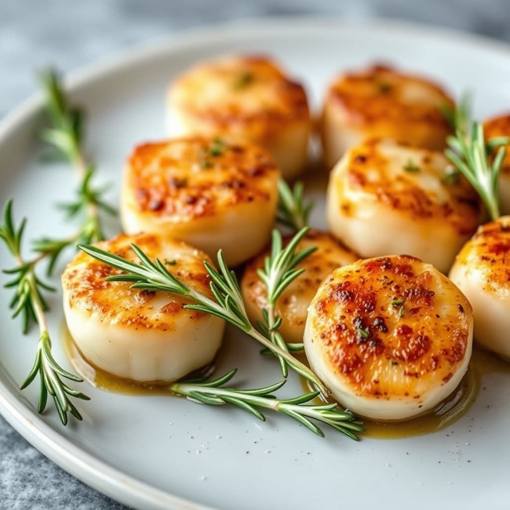 Stekte rosmarinskjell med stekt rosmarin