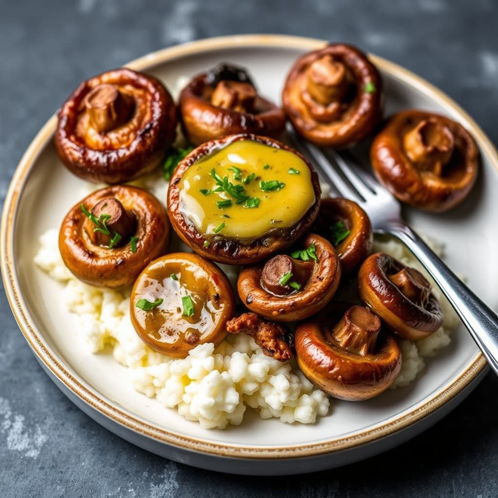 Stekte sopp med hvitløk-ansjospåsmør