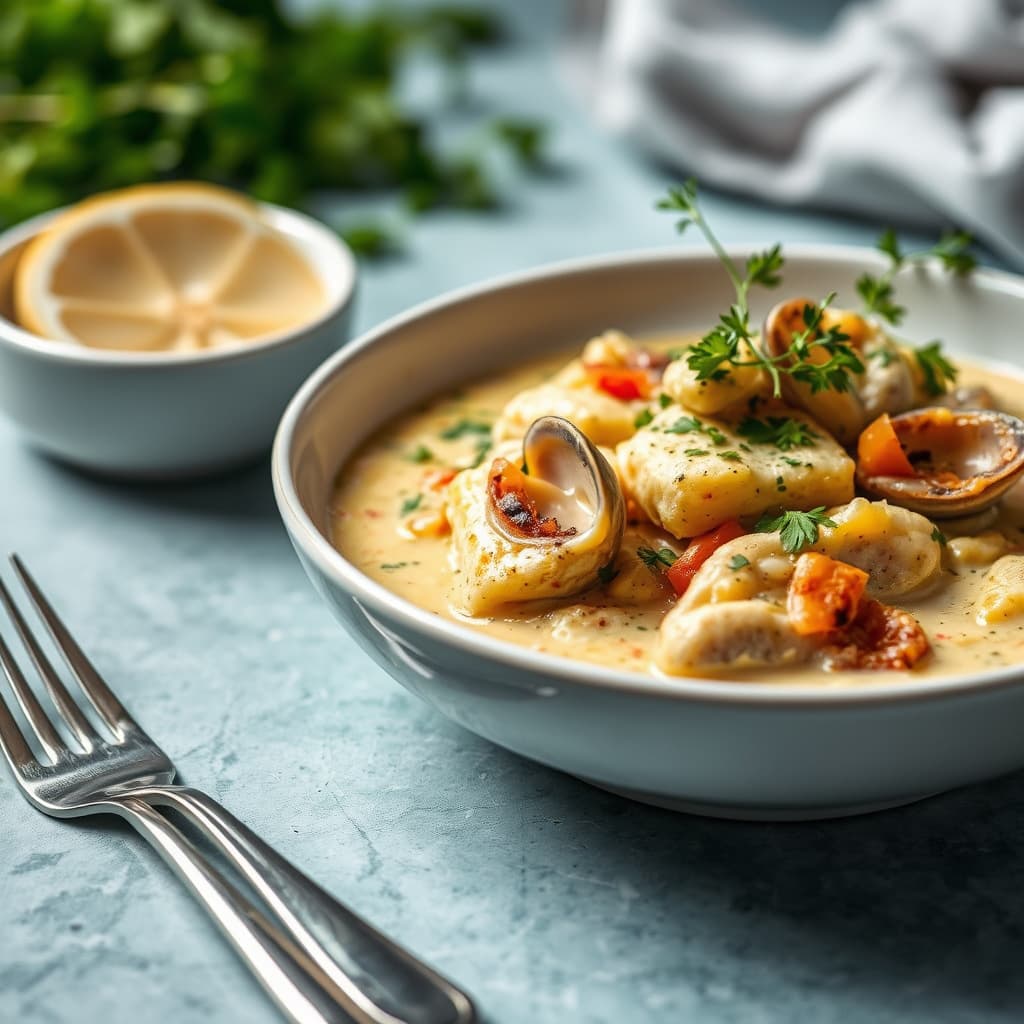 Stillehavstorsk og kamskjellcacciucco