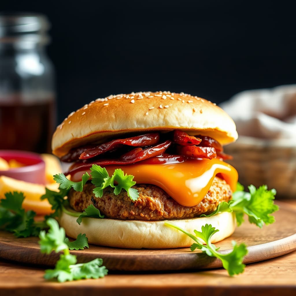 Straight-Up med en grisepatty-burger