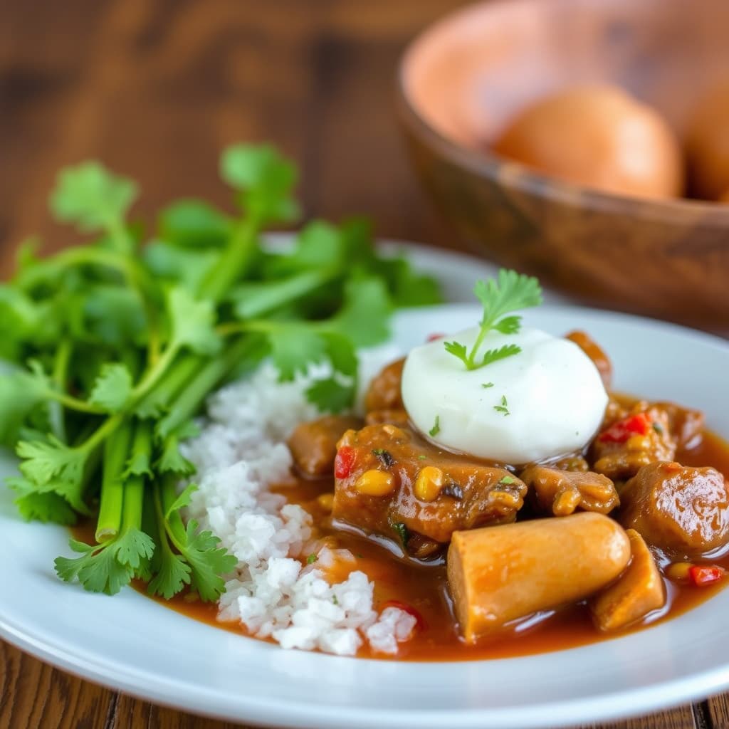 Stuvet bacalao servert i Puerto Ricansk cano