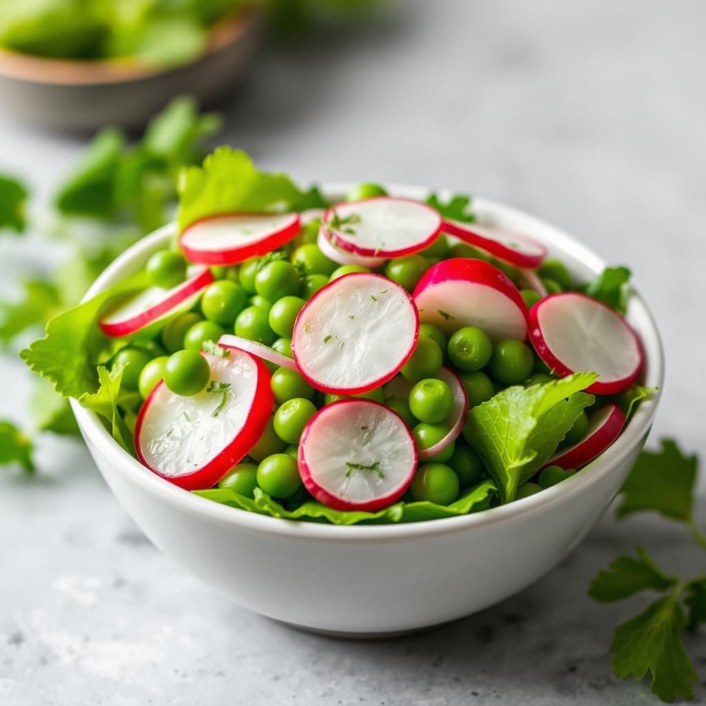 Sukkererter-, reddik- og agurksalat